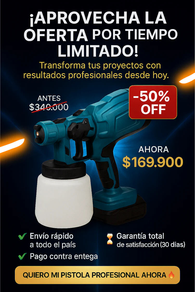 Pistola De Pintura Inalámbrica + 2 Batería - Para pintura en agua y aceite