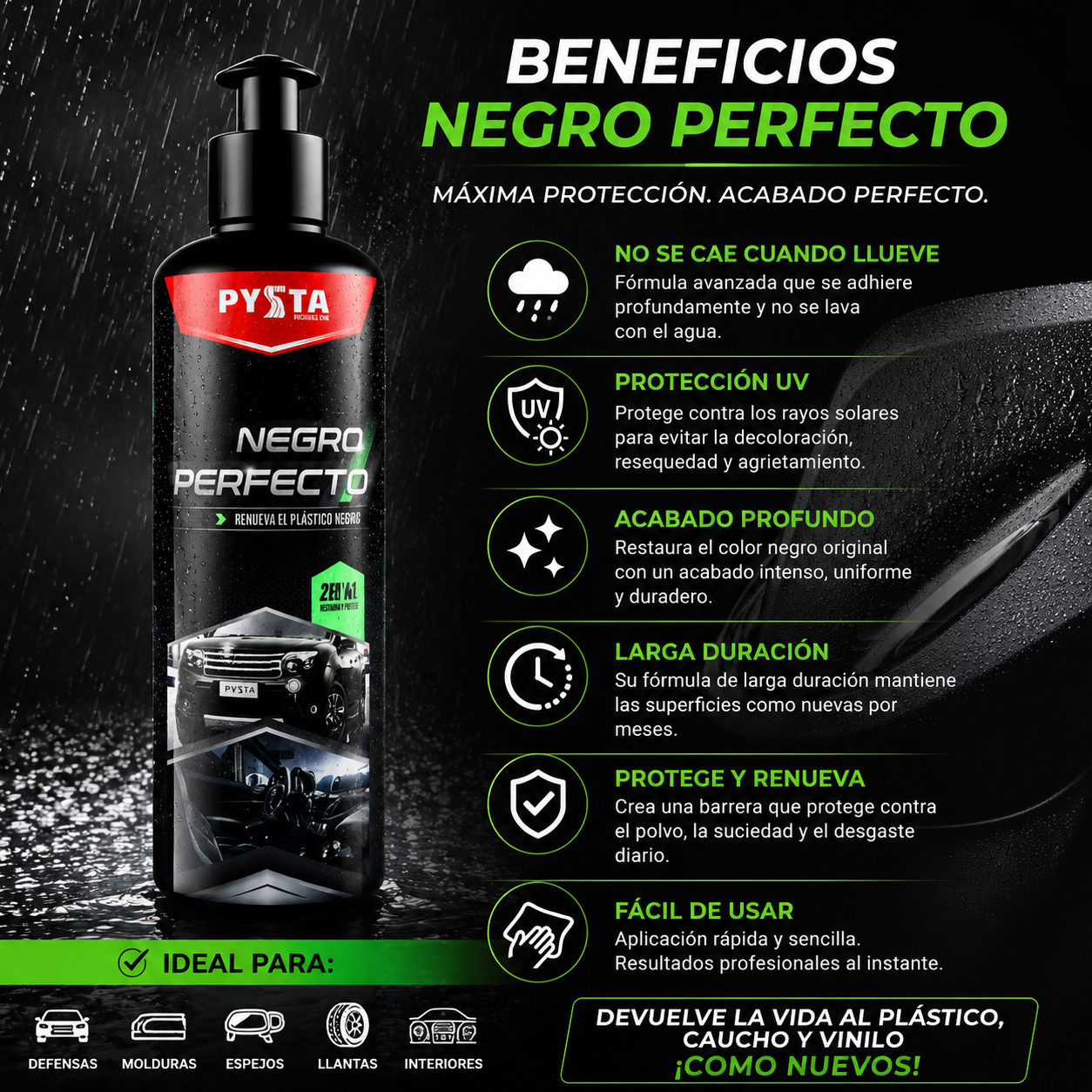 Pysta™ |Restaurador de partes negras sin esfuerzo