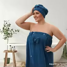 Toalla de baño plus sized Microfibra +gorro para el cabello