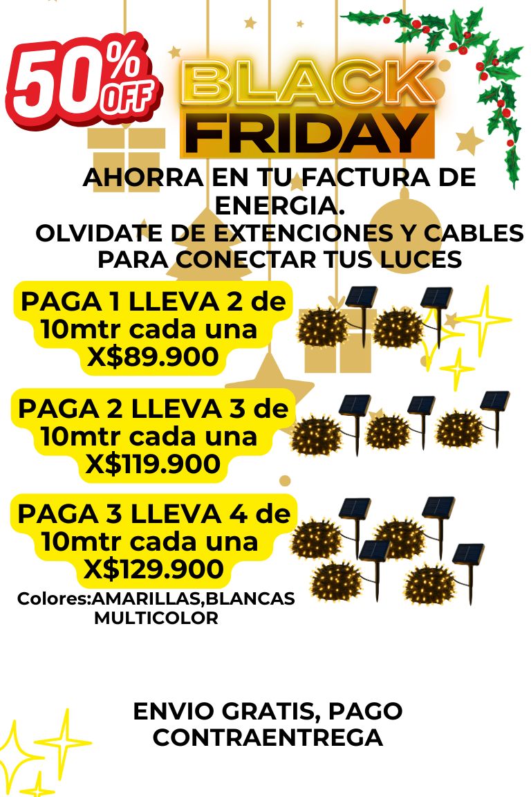 LUCES NAVIDEÑAS SOLAR ECOAMIGABLES® PAGA 1 LLEVA 2