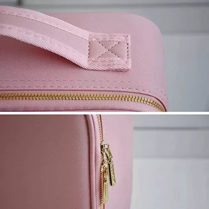 Cosmetiquera con Espejo LED USB 🔋 | Incluye Mascarilla + Porta Brochas GRATIS 🎁✨