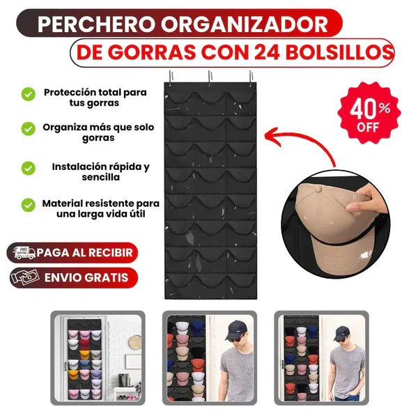 PERCHERO DE 24 BOLSILLOS || ORGANIZA Y CUIDA TUS GORRAS Y ACCESORIOS ✅🏠