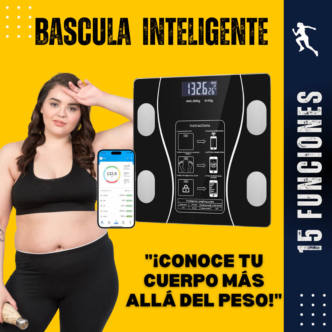 Pesa Bascula Inteligente Bluetooth Grasa Peso Corporal|| CON APP DESDE CELULAR | ENVIO GRATIS🏠✅