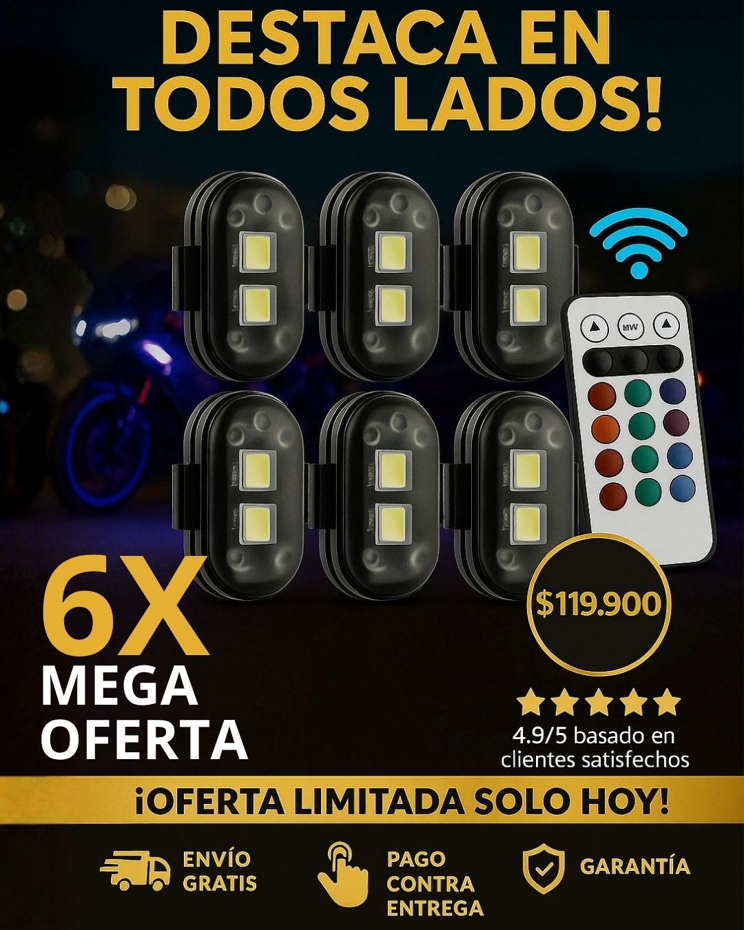 Luces estroboscopicas para carro, moto o bicicleta USB