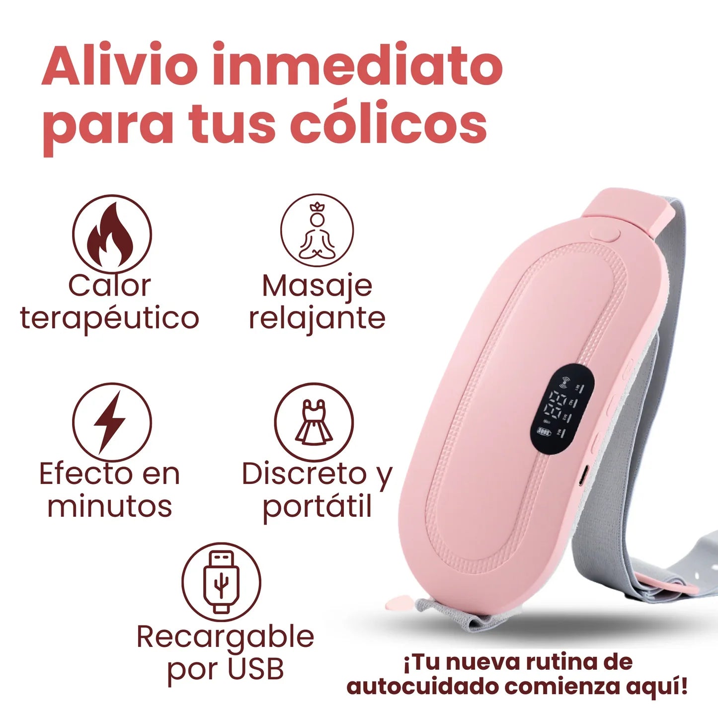 Calmabelt™ - ¡Cinturón Alivia cólicos! USB RECARGABLE|| MASCARILLA GRATIS HOY!💝💫