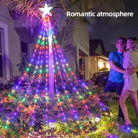 Luces digitales efecto cascada con estrella 2MTS 🎄🌠 (Con panel solar +12 horas continuas)