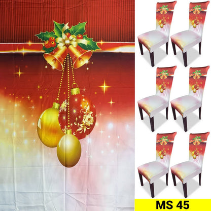 SET NAVIDEÑO DE COMEDOR-6 FUNDAS PARA SILLAS + MANTEL🧑‍🎄