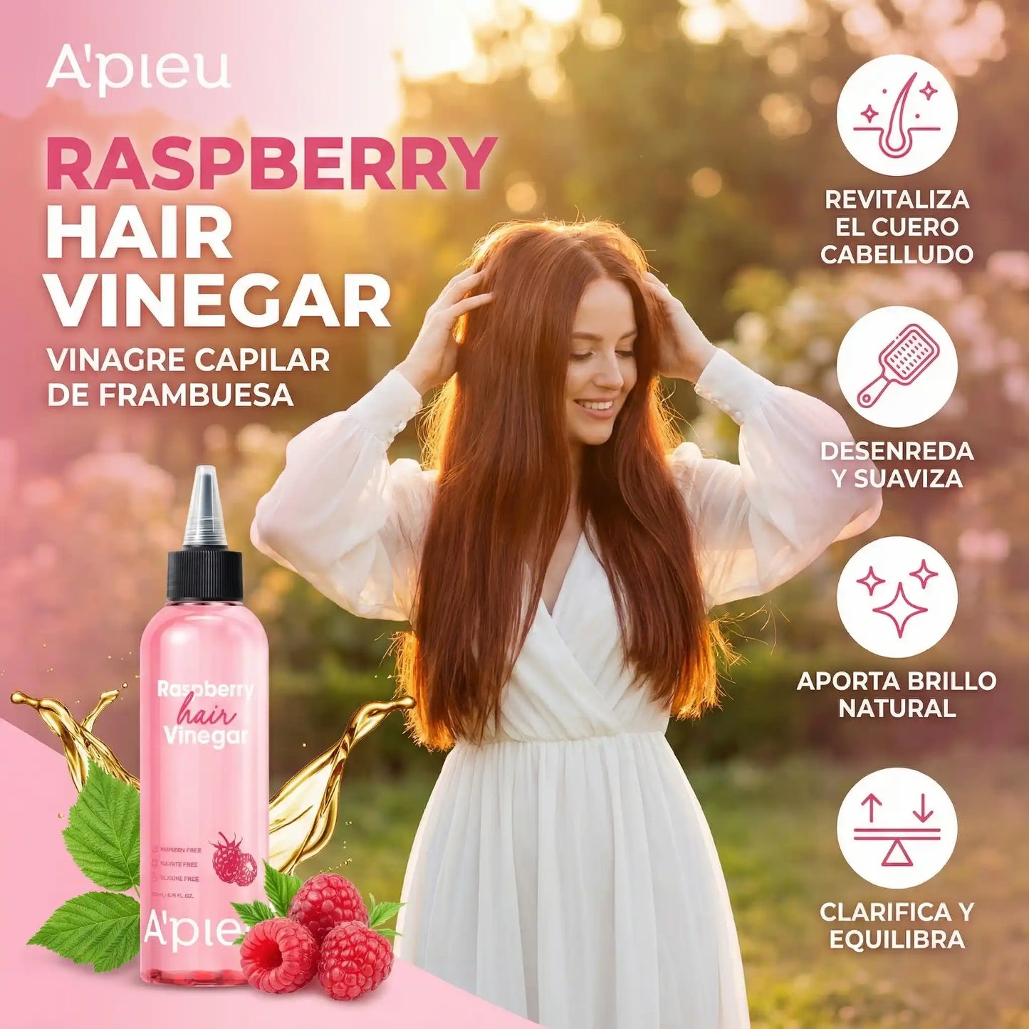 Vinagre de frambuesa para el cabello
