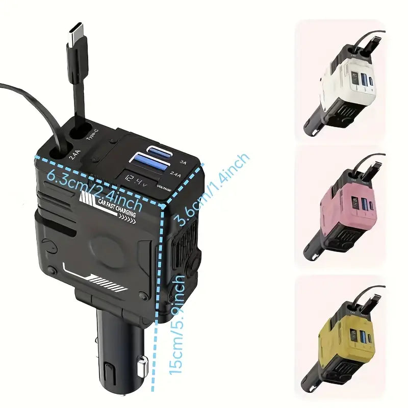 Cargador Carro 4 En 1 Dual Retráctil 66w ¡Carga super Rápida!! promo!!