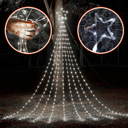 Luces digitales efecto cascada con estrella 2MTS 🎄🌠 (Con panel solar +12 horas continuas)
