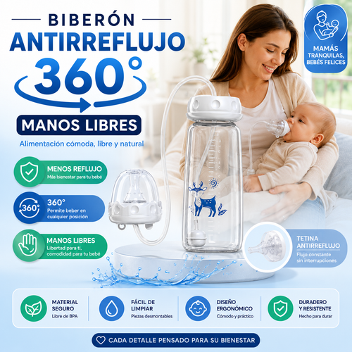 Nubbi® Anti-Reflux 10 oz manos libres 360º 0 a 12 meses