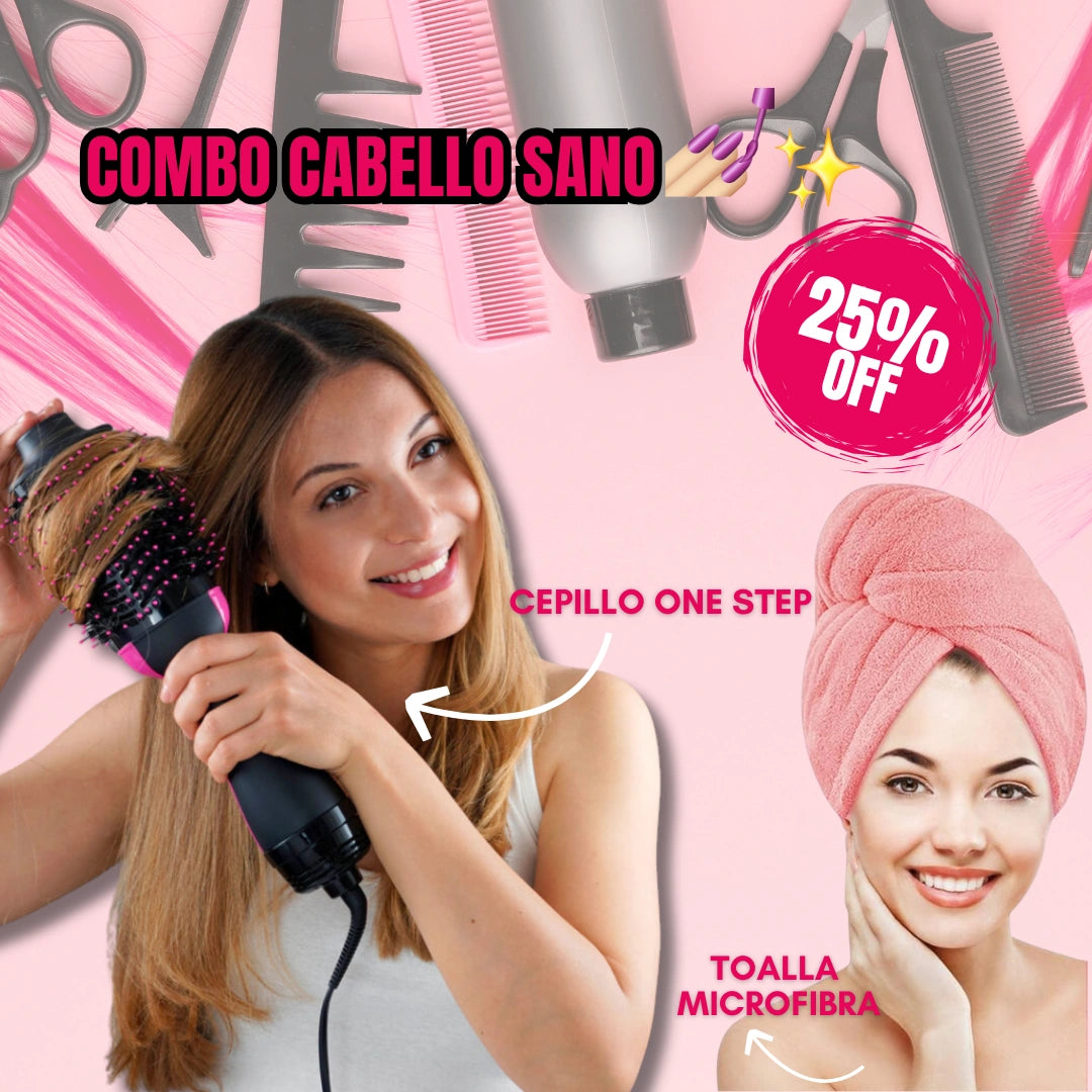 🔥 ¡Cabello de Salón en Minutos! Cepillo Secador One Step + TOALLA DE MICROFIBRA