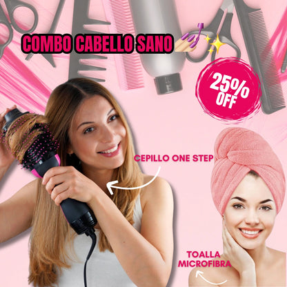 🔥 ¡Cabello de Salón en Minutos! Cepillo Secador One Step + TOALLA DE MICROFIBRA