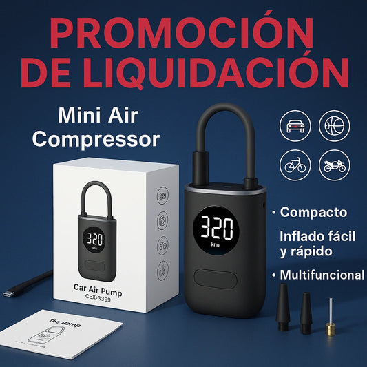 MINI COMPRESOR PORTÁTIL- CON ACCESORIOS||ENVIO GRATIS ✅