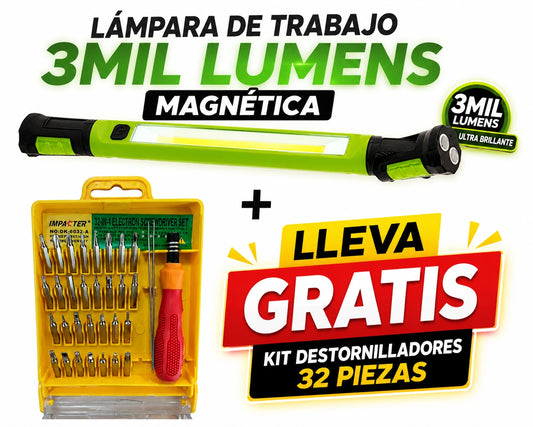 Luz de Trabajo Mecánicos y Detailing+ Kit Destornilladores 32 piezas GRATIS!