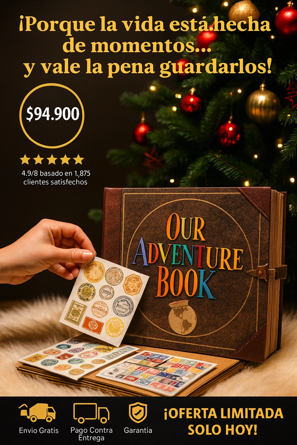 OUR ADVENTURE BOOK,SCRAPBOOK PASTA DURA Y CERRADURA🎄✨