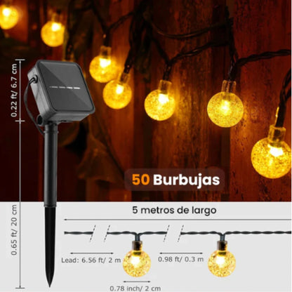 ToBubble™ - Guirnalda luces calidas ambientadoras con panel solar