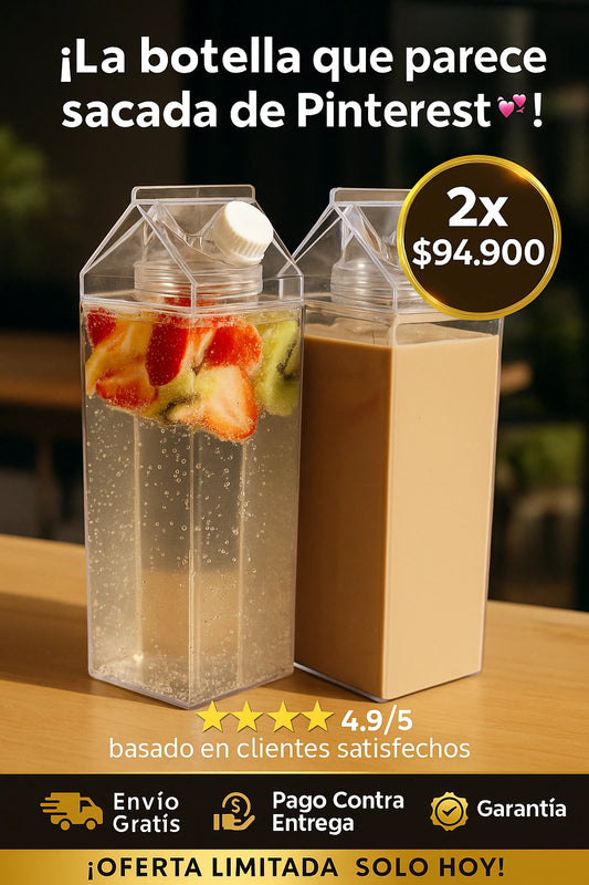 Botellas en Forma de cartón de leche en ACRILICO X2