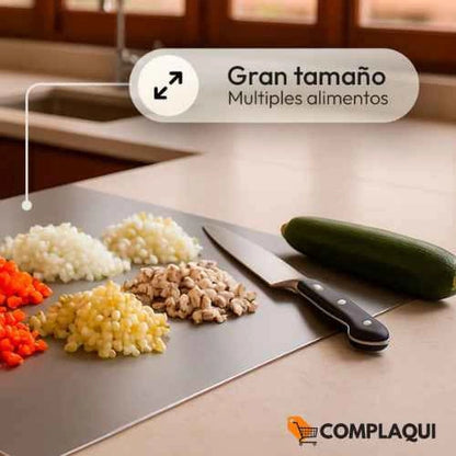 ACEMARO® TABLA MULTIUSOS PARA PICAR EN ACERO INOXIDABLE+ AFILADOR DE CUCHILLOS GRATIS 😁✅