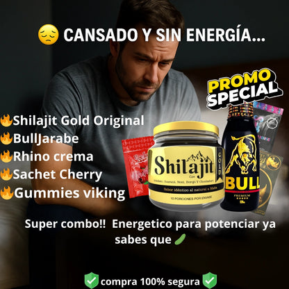 Shilajit+BullJarabe+RhinoCrema+Gummies+SachetCherry. ¡Mas energía!