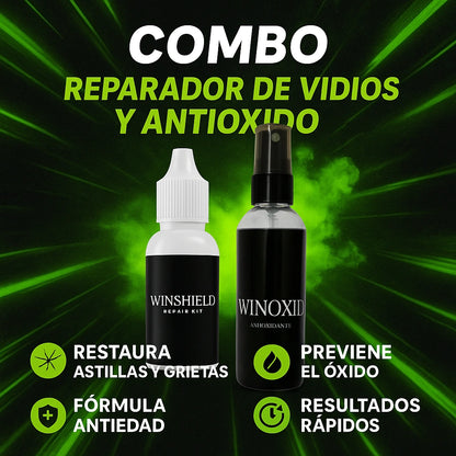 COMBO REPAIRMAN🔥REPARADOR DE VIDRIOS WINDSCREEN +SPRAY REMOVEDOR DE OXIDO🔥