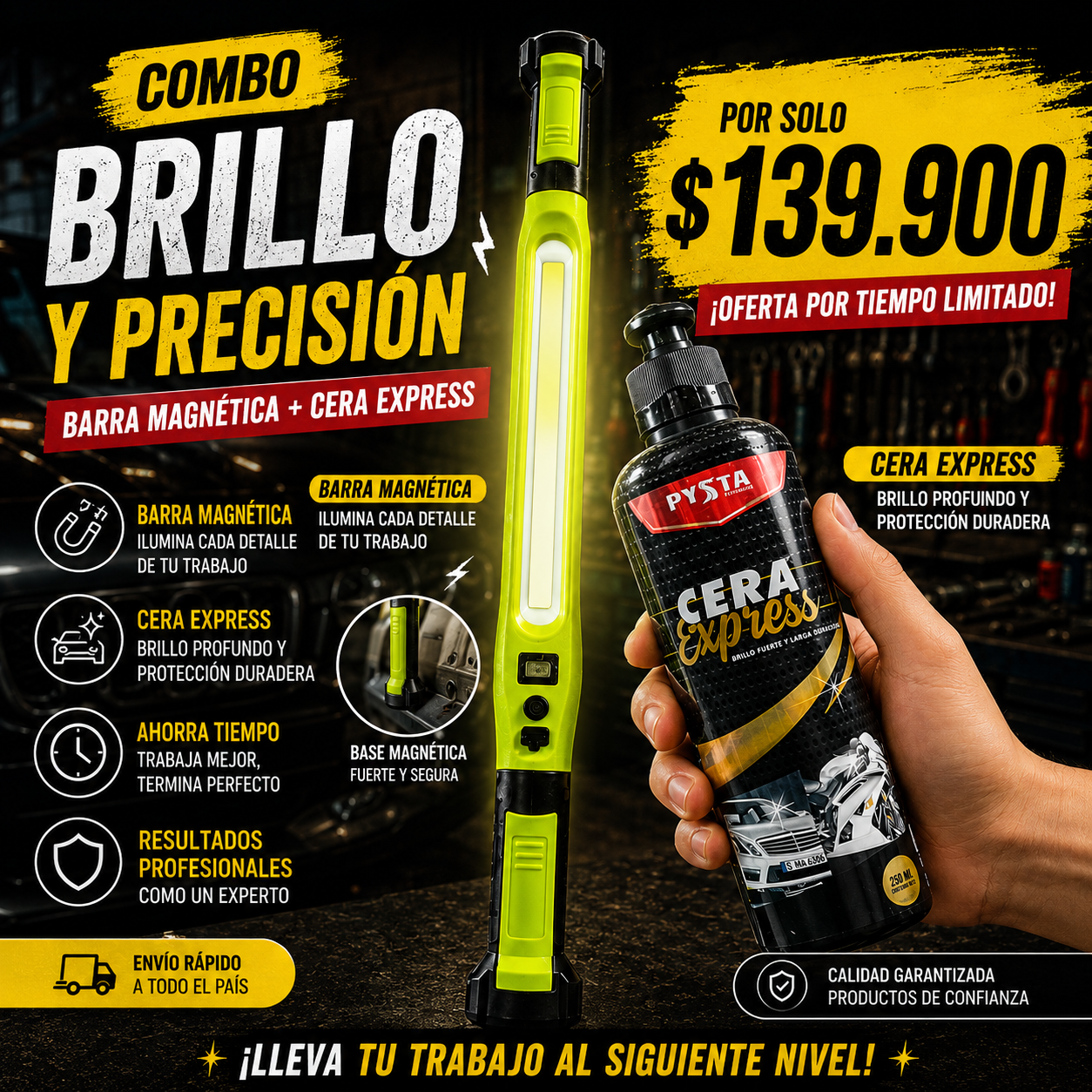 Herramienta de trabajo luz LED + Cera express GRATIS HOY